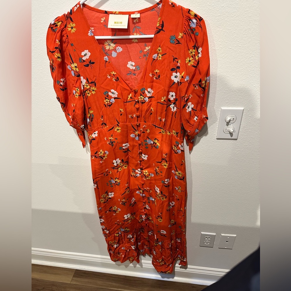 Maeve Red Floral Midi Dress